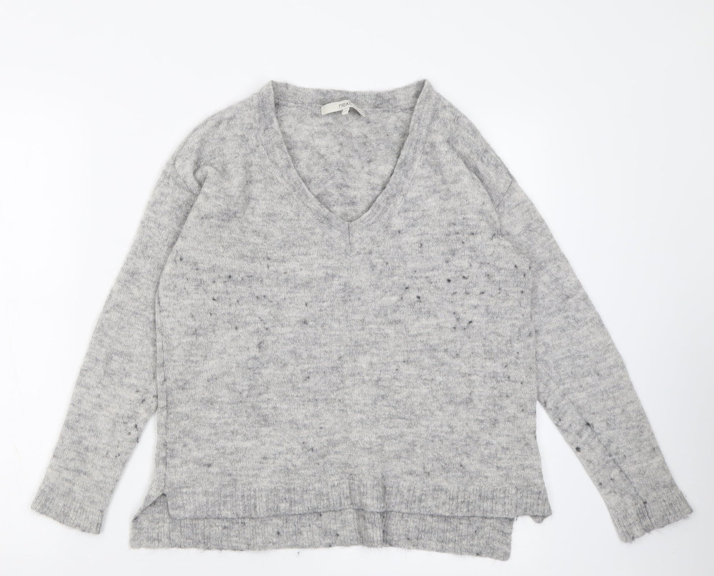 NEXT Womens Grey V-Neck  Acrylic Pullover Jumper Size 10