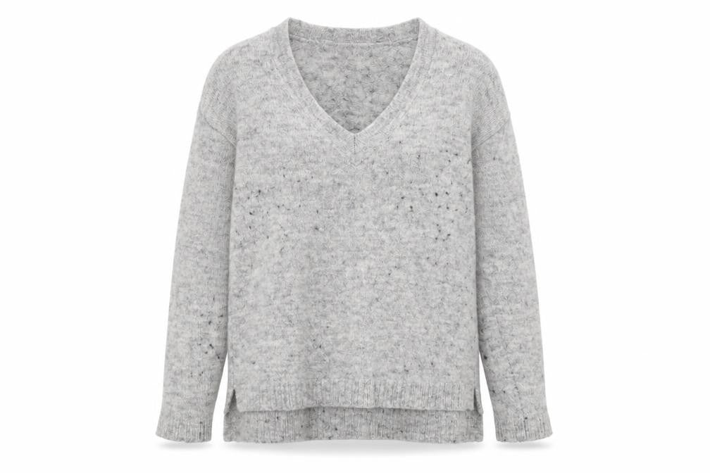 NEXT Womens Grey V-Neck  Acrylic Pullover Jumper Size 10