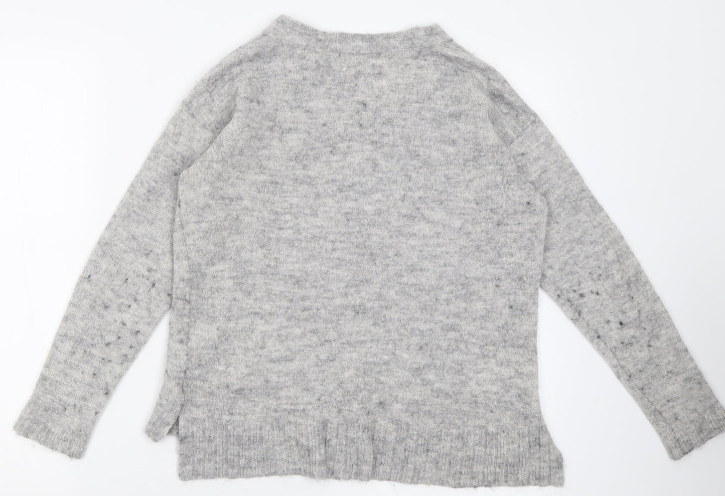 NEXT Womens Grey V-Neck  Acrylic Pullover Jumper Size 10