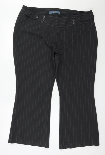 Evie  Womens Grey Herringbone Polyester Trousers  Size 20 L29 in Regular Zip