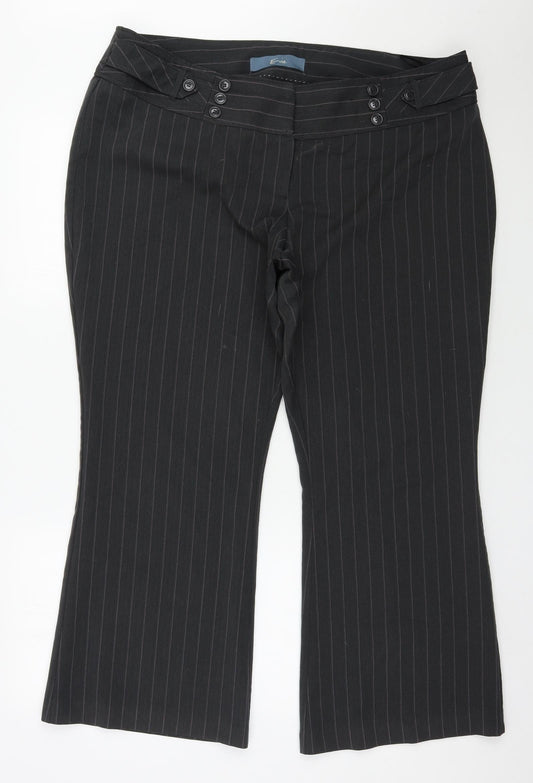Evie  Womens Grey Herringbone Polyester Trousers  Size 20 L29 in Regular Zip