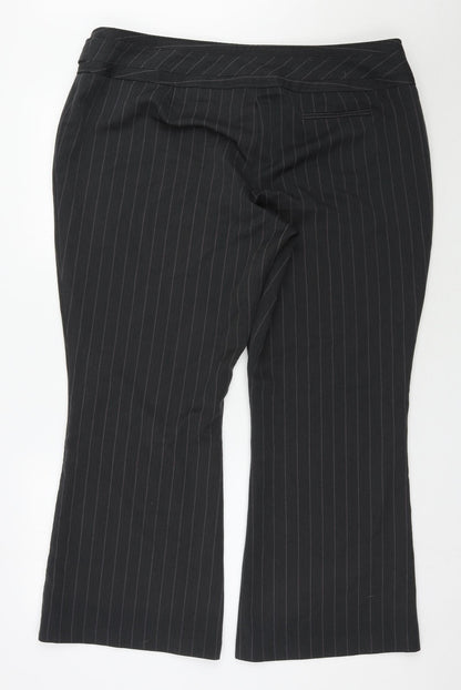 Evie  Womens Grey Herringbone Polyester Trousers  Size 20 L29 in Regular Zip