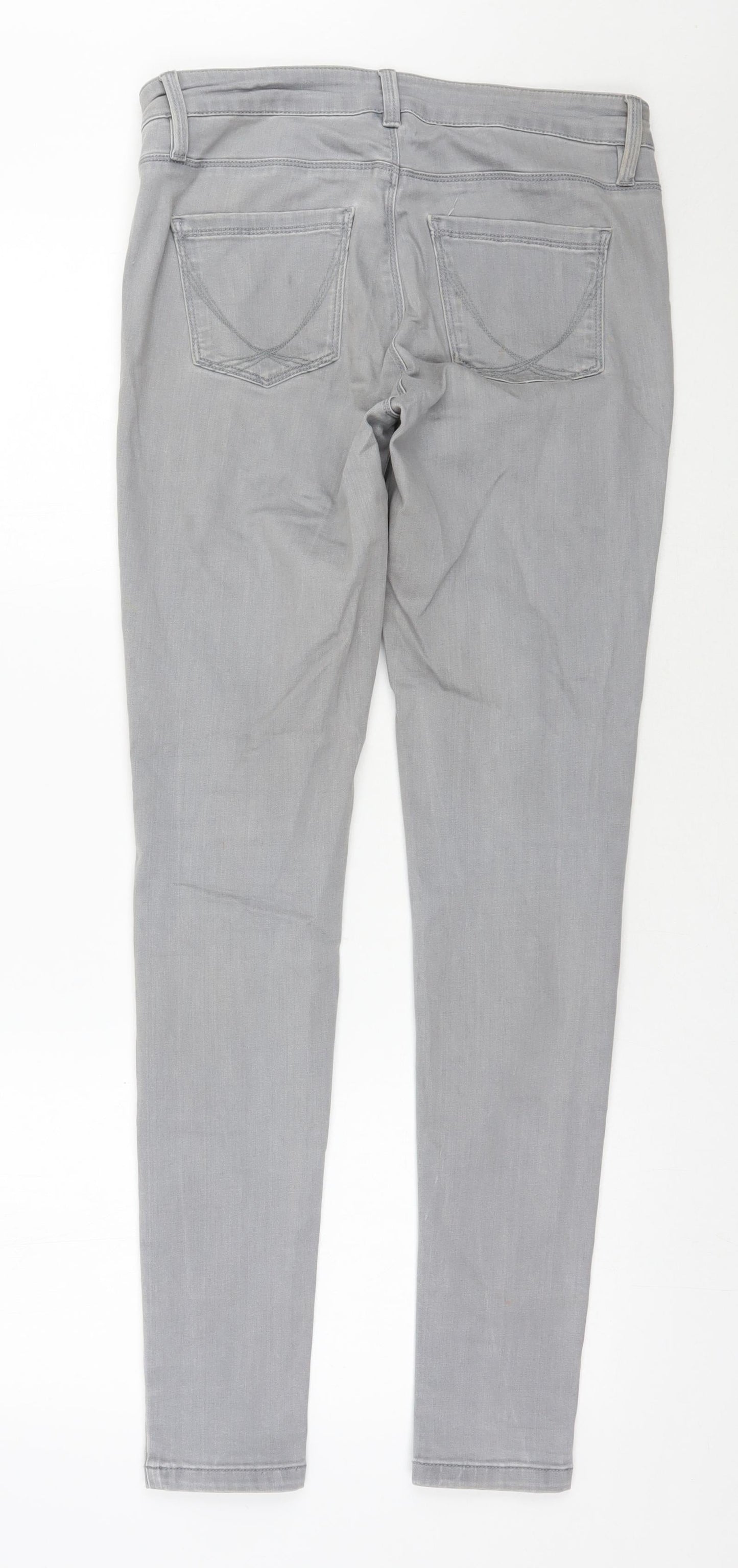 Oasis Womens Grey  Cotton Skinny Jeans Size 10 L31 in Regular Zip