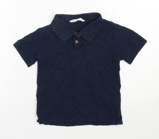MNG  Boys Blue Spotted Cotton Basic Polo Size 6 Years Collared Button