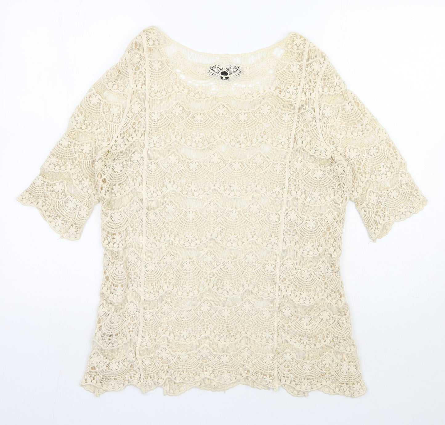 Julie Womens Beige  Polyester Basic Blouse Size S Sweetheart