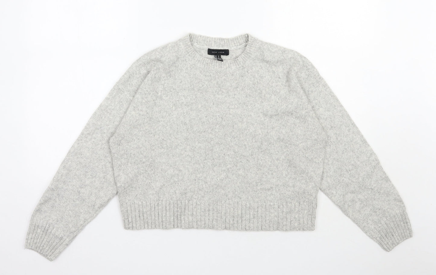 New Look Womens Grey Round Neck  Acrylic Pullover Jumper Size M