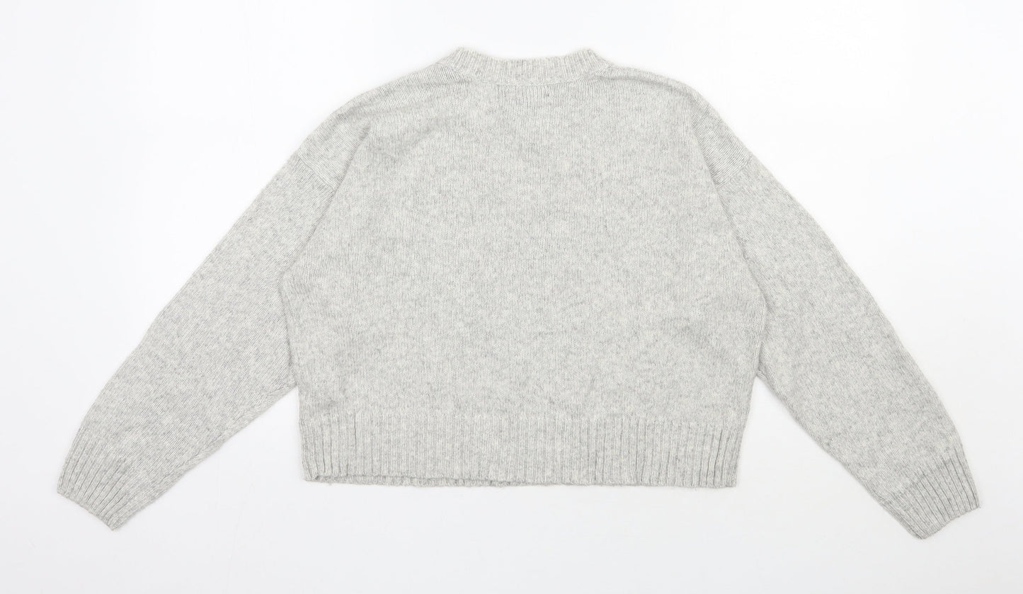 New Look Womens Grey Round Neck  Acrylic Pullover Jumper Size M