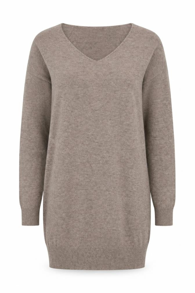 Beauty Womens Brown V-Neck  Viscose Pullover Jumper Size S