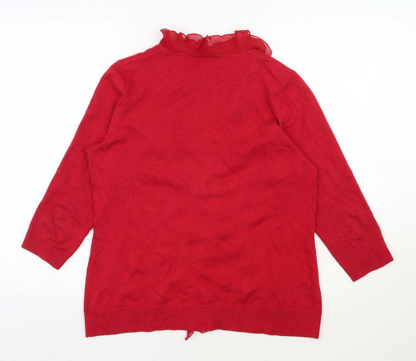 Planet Womens Red V-Neck  Viscose Cardigan Jumper Size M