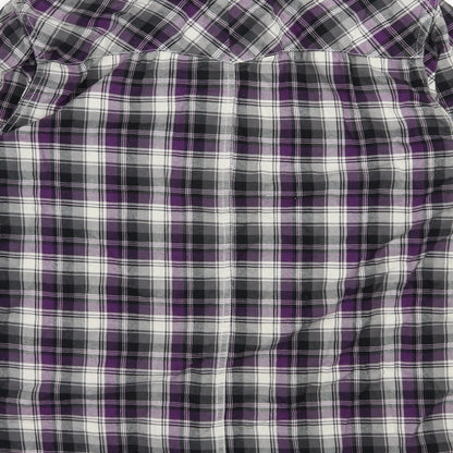 UNION MADE Mens Grey Plaid Cotton  Button-Up Size L Collared Button