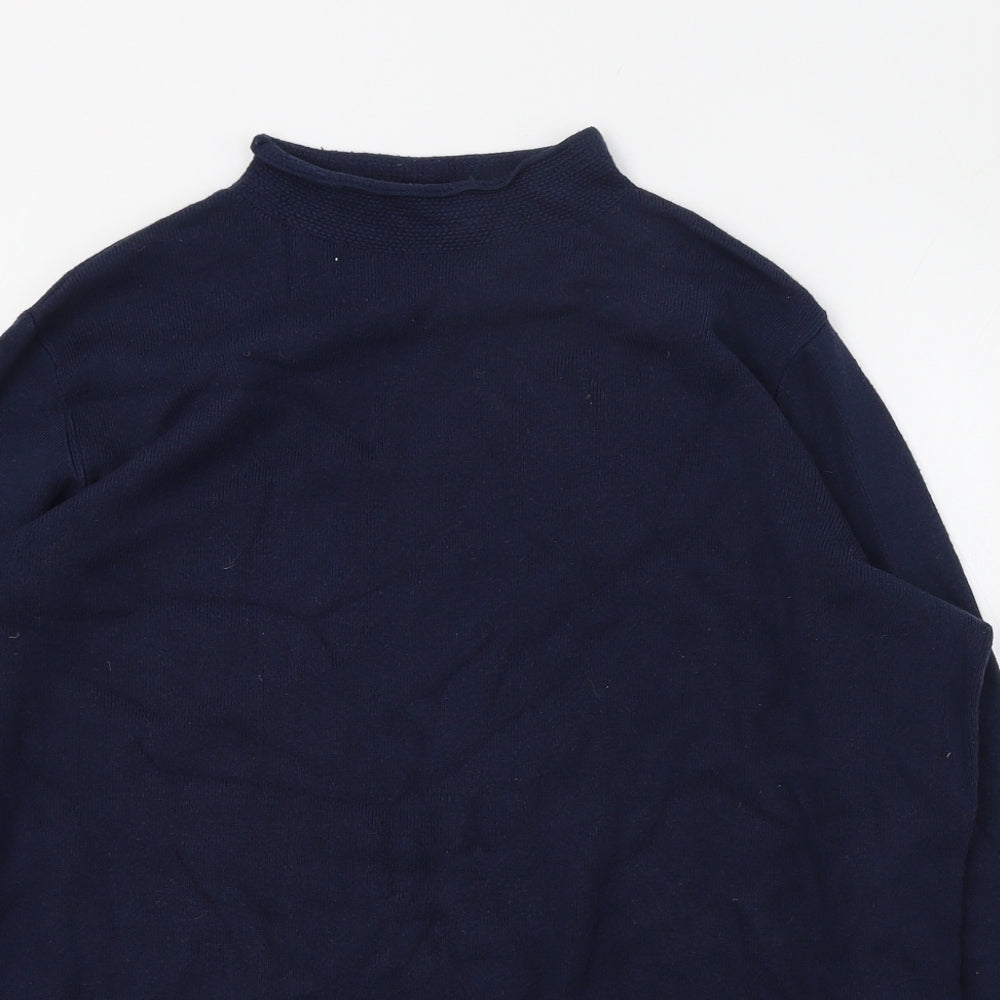 Marks and Spencer Womens Blue Mock Neck  Viscose Pullover Jumper Size 14