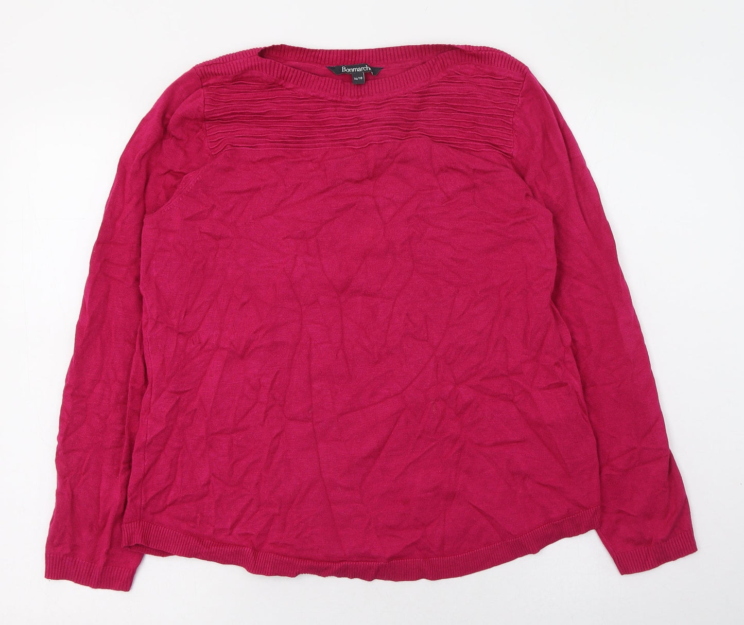 Bonmarché Womens Pink Round Neck  Viscose Pullover Jumper Size 16
