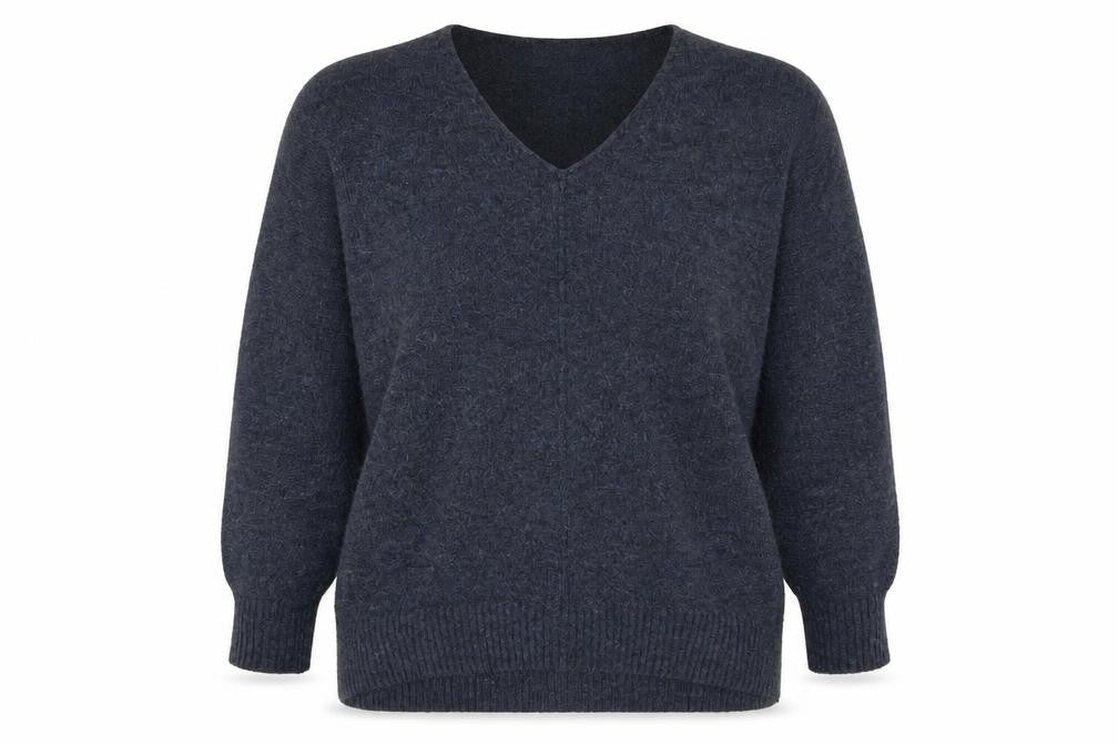 H&M Womens Blue V-Neck  Acrylic Pullover Jumper Size S