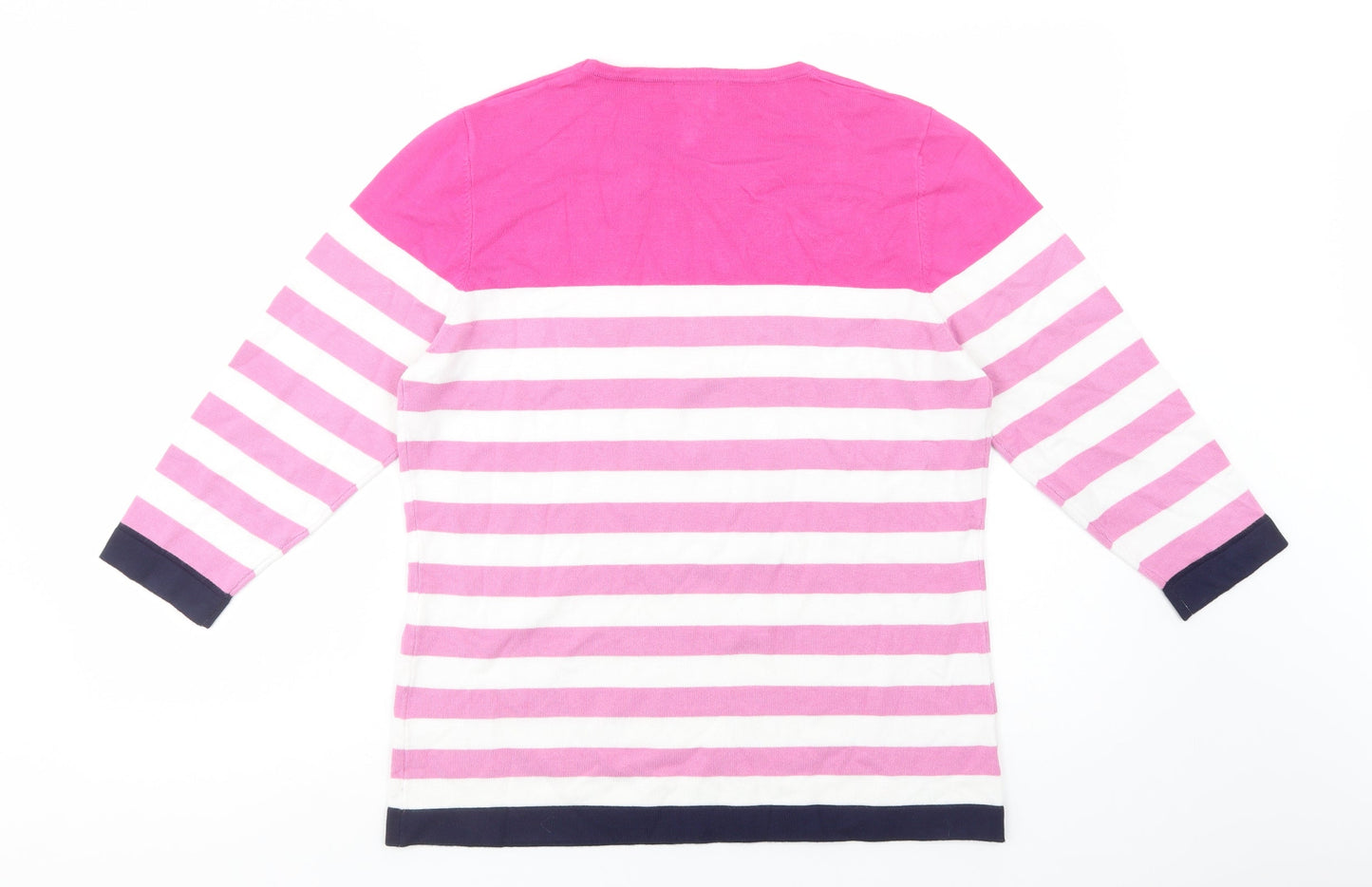 Nina Murati Womens Pink Scoop Neck Striped Viscose Pullover Jumper Size M