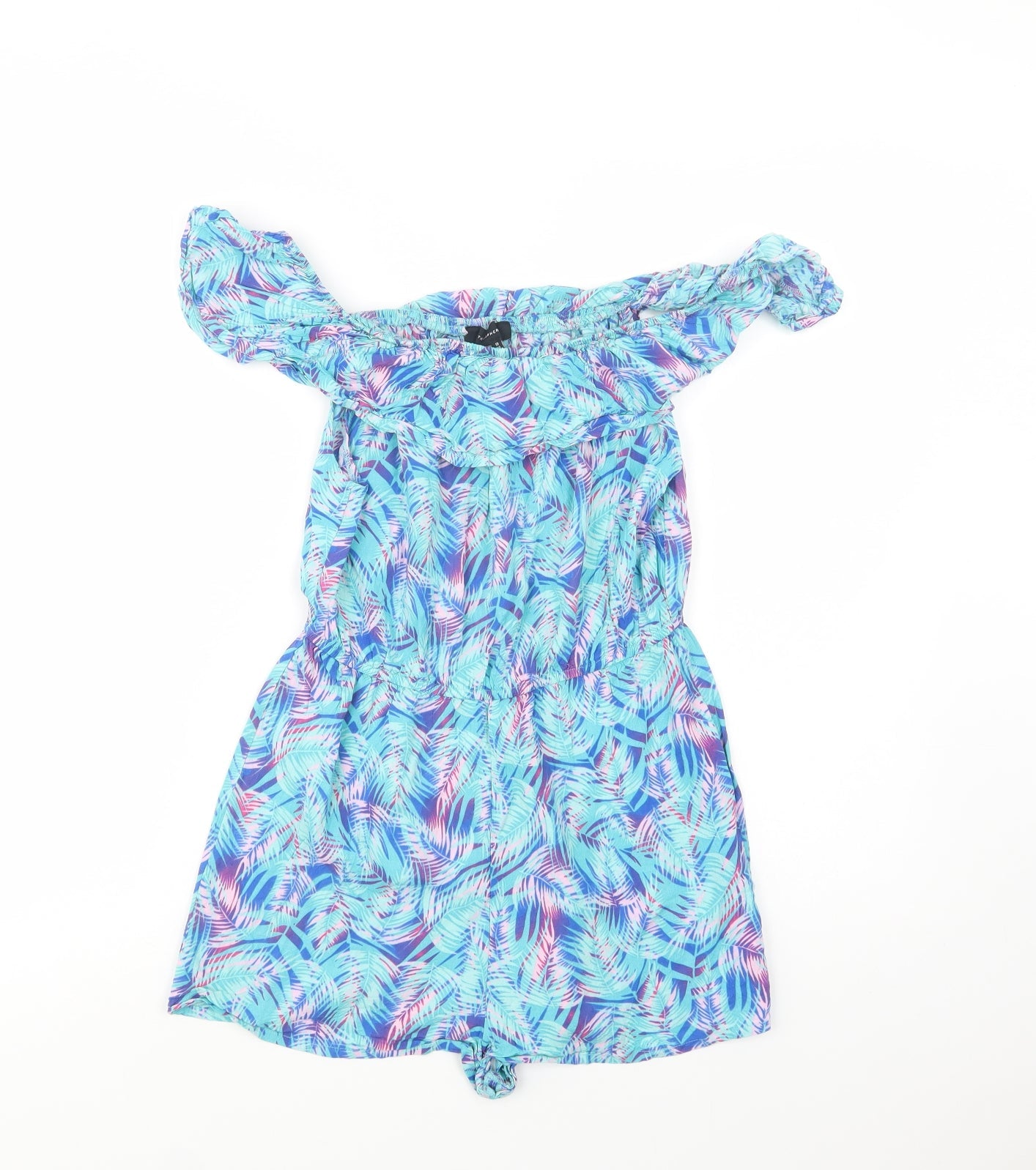 Atmos Womens Blue Floral Viscose Playsuit One-Piece Size 10  Pullover