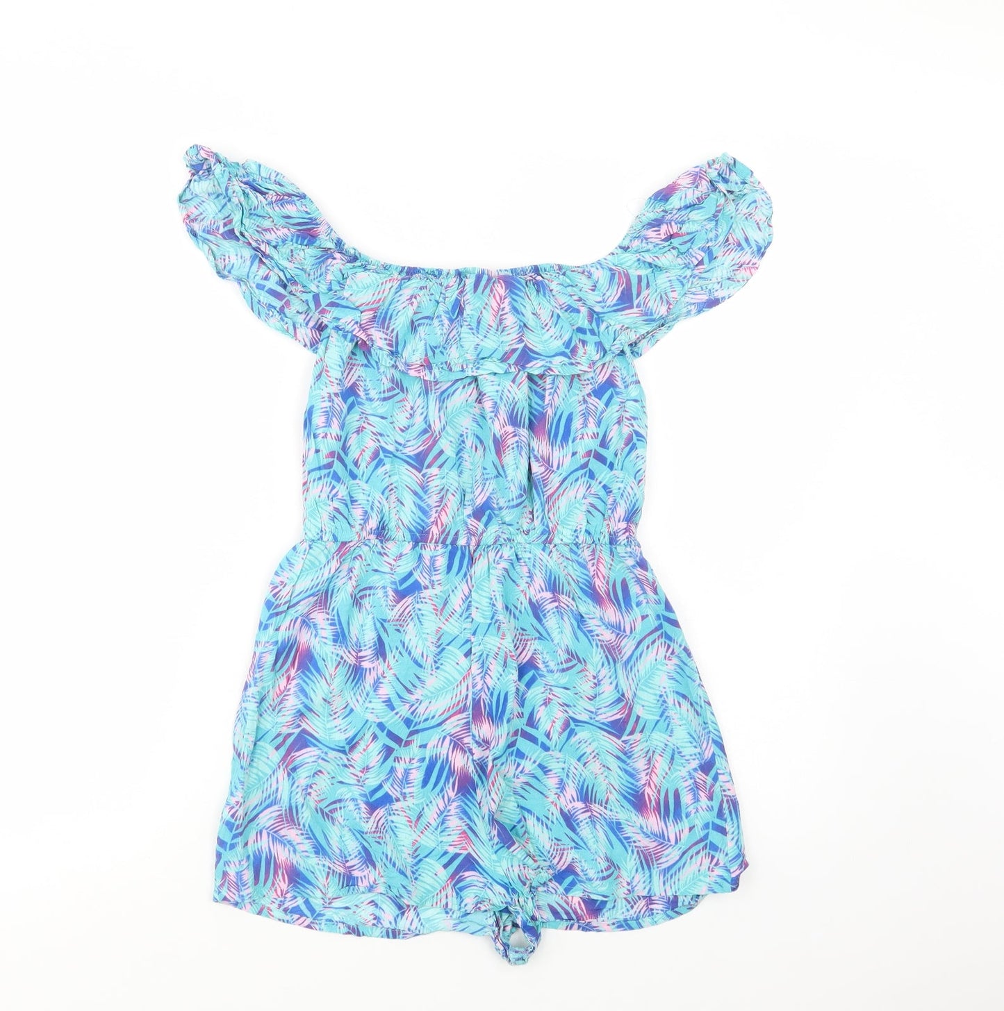 Atmos Womens Blue Floral Viscose Playsuit One-Piece Size 10  Pullover