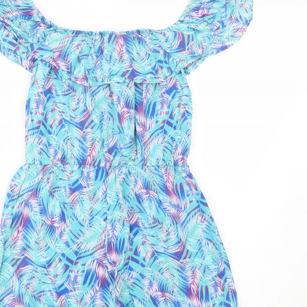 Atmos Womens Blue Floral Viscose Playsuit One-Piece Size 10  Pullover