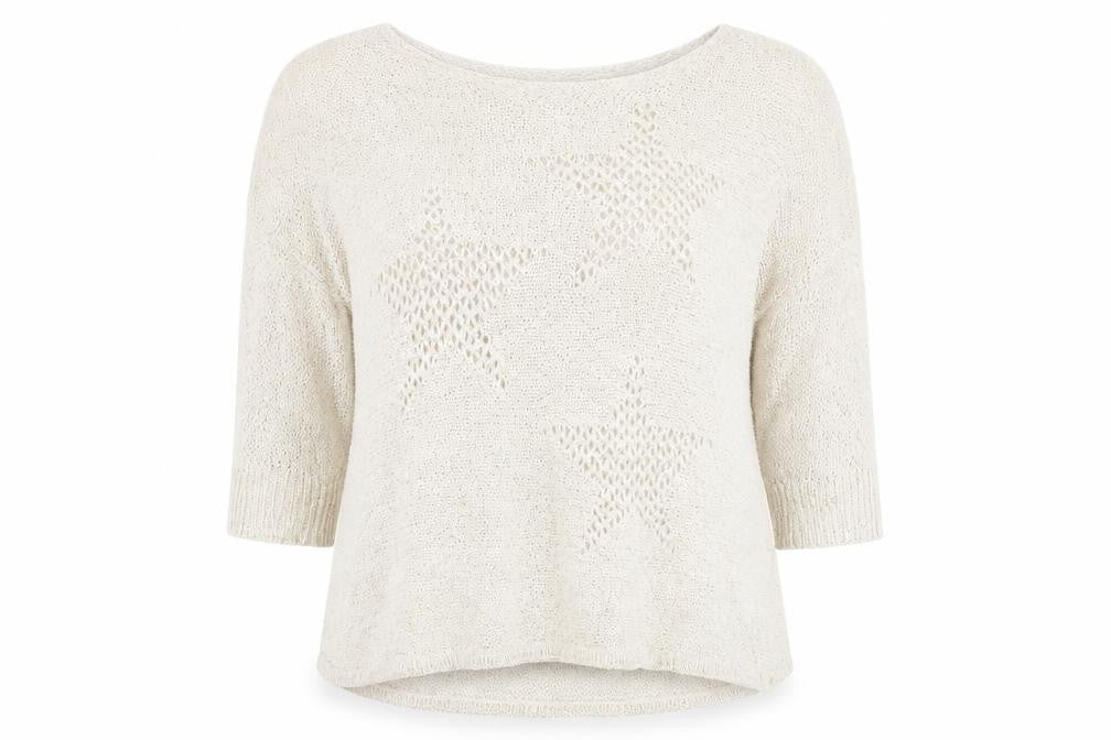 Only Womens Beige Boat Neck  Acrylic Pullover Jumper Size L