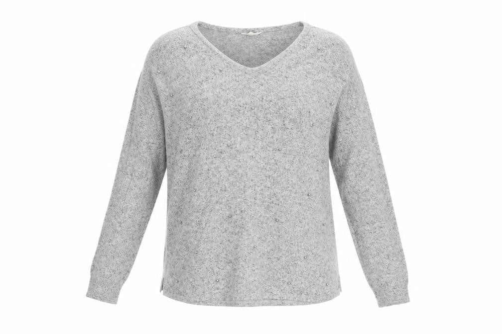 Springfield Womens Grey V-Neck  Polyester Pullover Jumper Size M