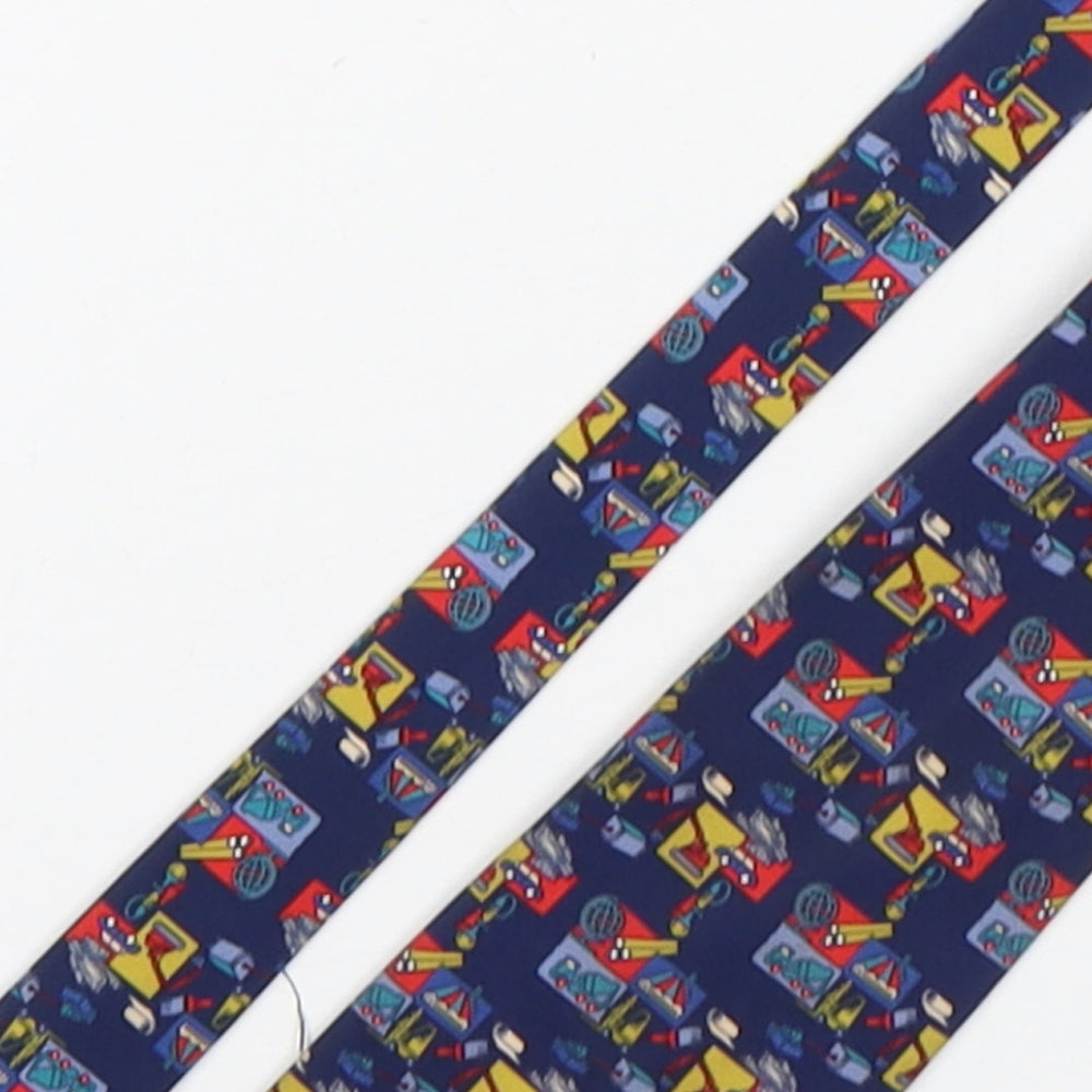 Vinuchi Mens Multicoloured Geometric Polyester Pointed Tie One Size - Diggers & Trucks