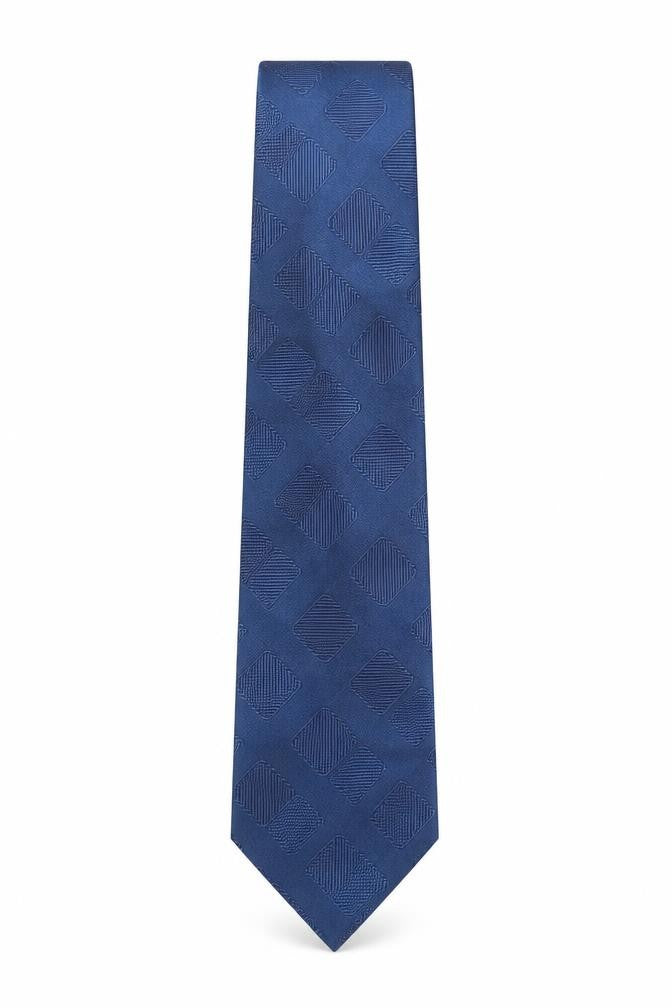 Loxley Mens Blue Geometric Polyester Pointed Tie One Size