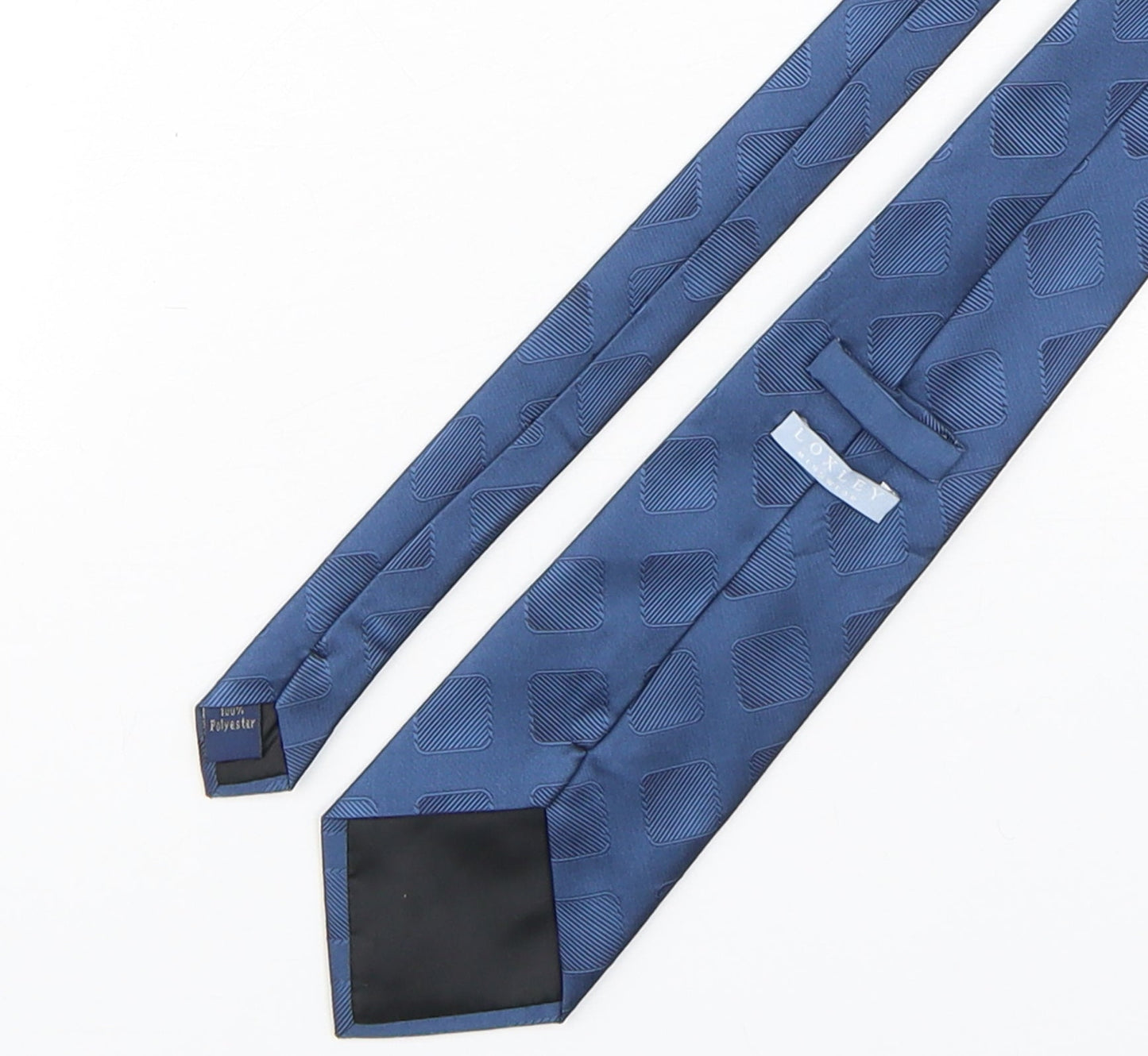 Loxley Mens Blue Geometric Polyester Pointed Tie One Size