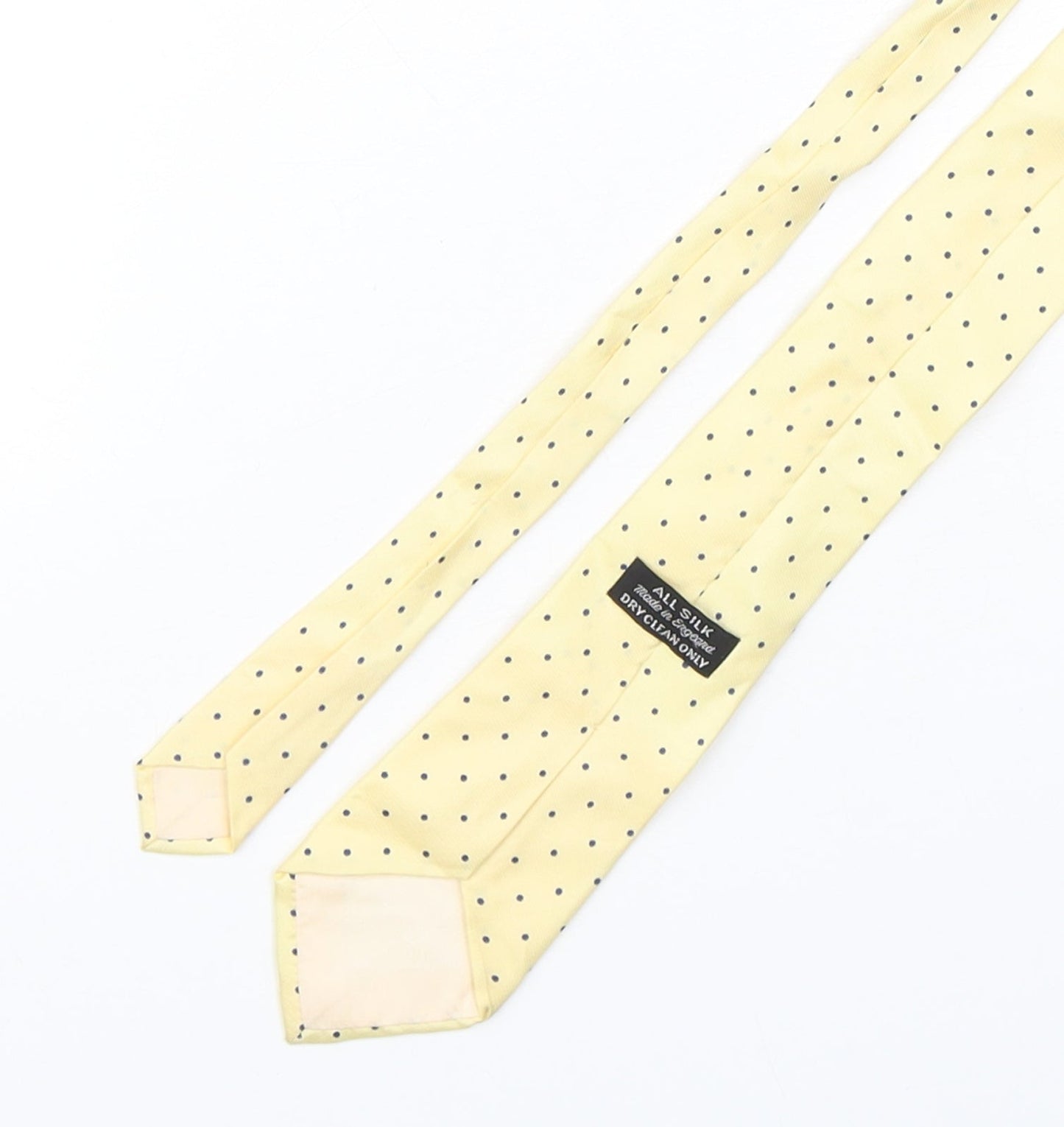 Preworn Mens Yellow Polka Dot Silk Pointed Tie One Size