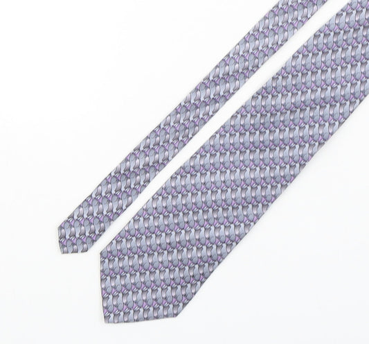 The Nature Conservancy Mens Grey Geometric Silk Pointed Tie One Size - Rabbit Print