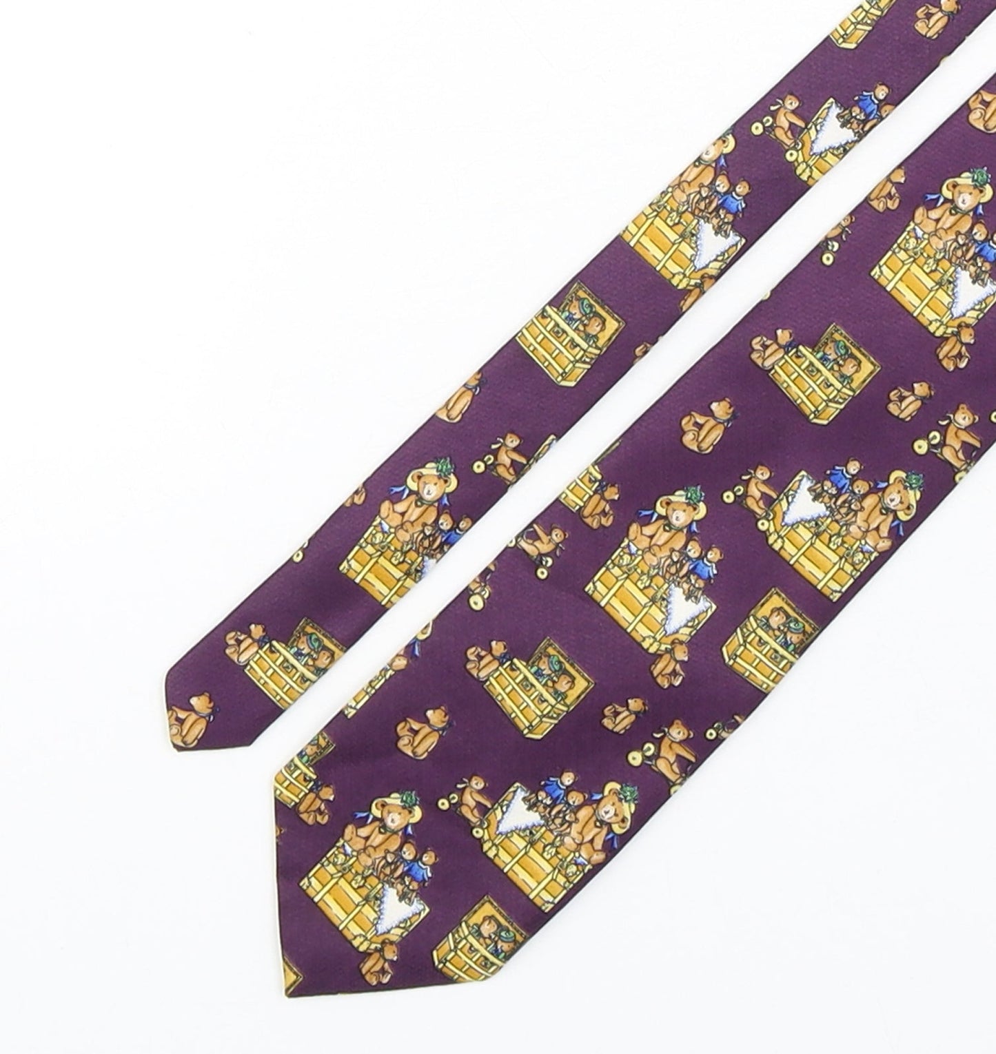 C&A Mens Purple Geometric Silk Pointed Tie One Size - TEDDY BEARS
