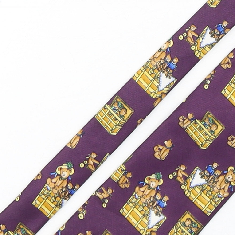 C&A Mens Purple Geometric Silk Pointed Tie One Size - TEDDY BEARS