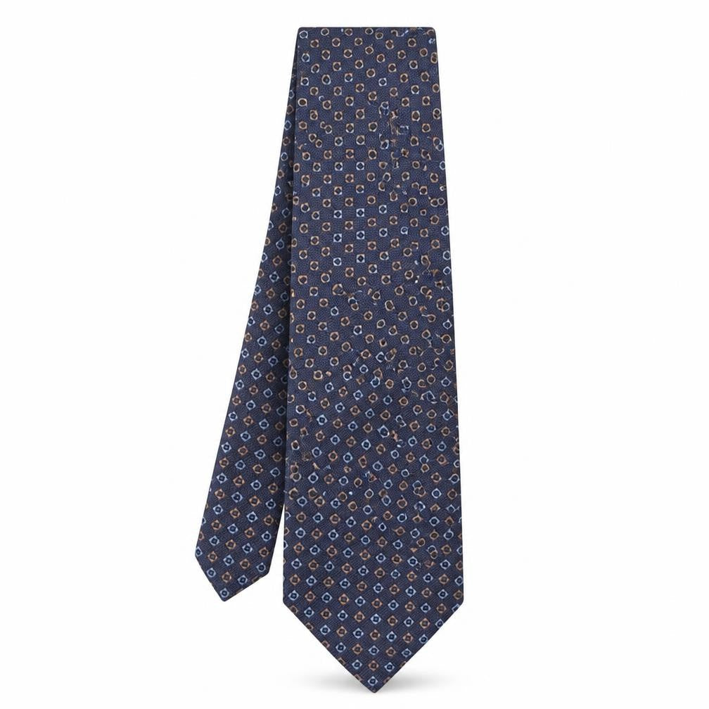Havana  Mens Blue Geometric Polyester Pointed Tie One Size