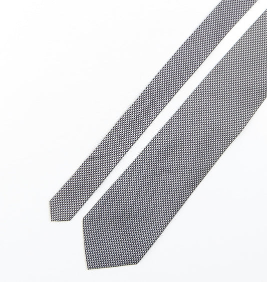PreWorn  Mens Grey Geometric Silk Pointed Tie One Size