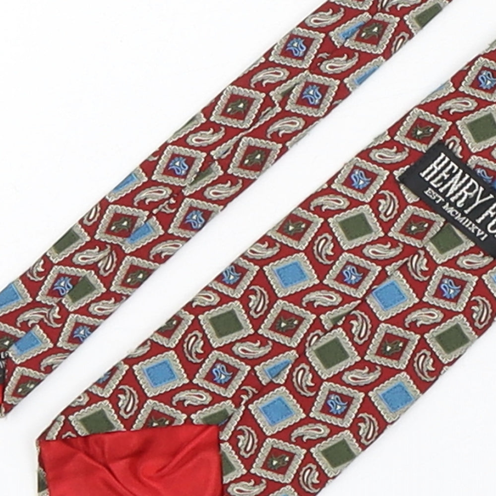 Henry Fox Mens Multicoloured Paisley Polyester Pointed Tie One Size