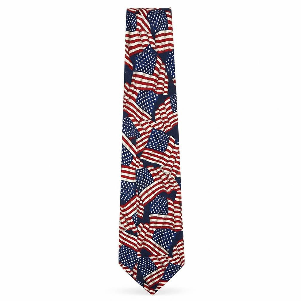 America Mens Multicoloured Striped Polyester Pointed Tie One Size