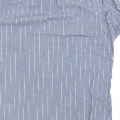 Marc Anthony Mens Blue Striped Cotton  Button-Up Size XL Collared Button
