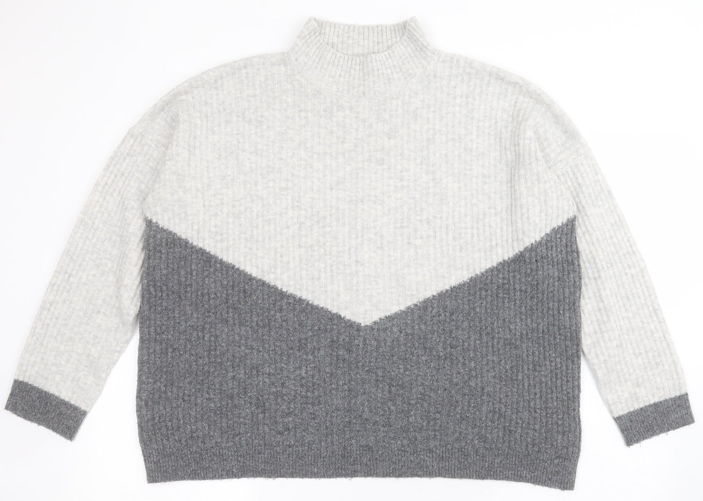 Marks and Spencer Womens Grey High Neck  Acrylic Pullover Jumper Size M
