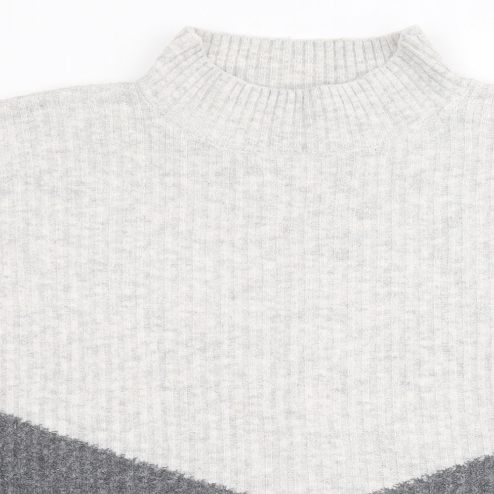 Marks and Spencer Womens Grey High Neck  Acrylic Pullover Jumper Size M