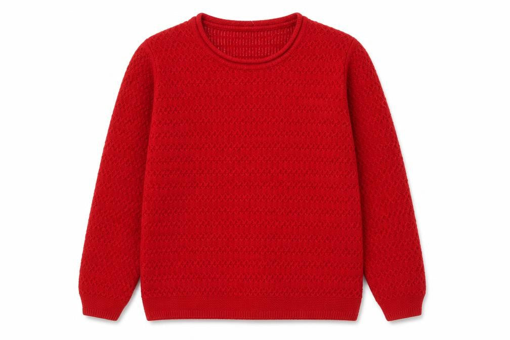 Isle Essentials Womens Red Round Neck  Acrylic Pullover Jumper Size M