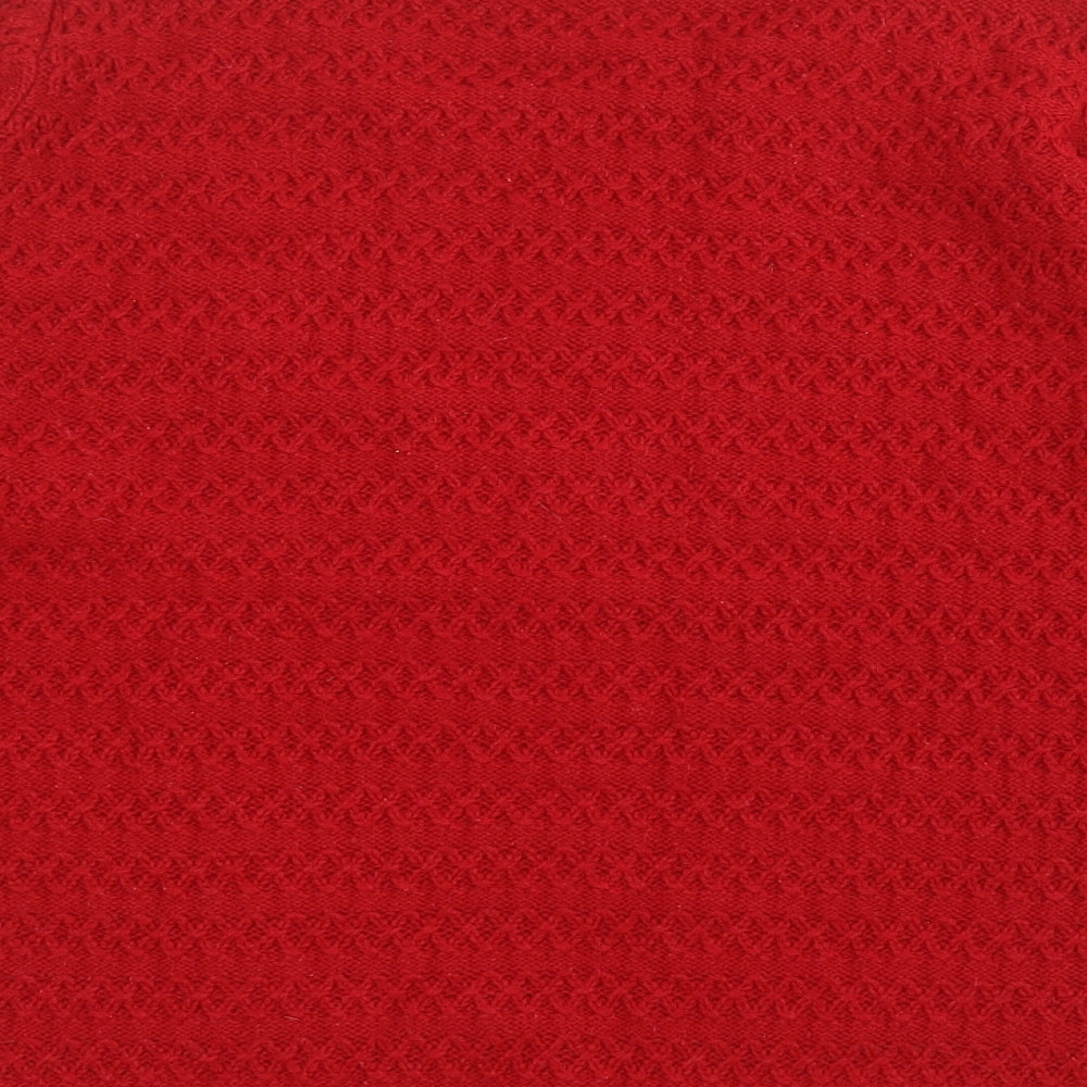 Isle Essentials Womens Red Round Neck  Acrylic Pullover Jumper Size M