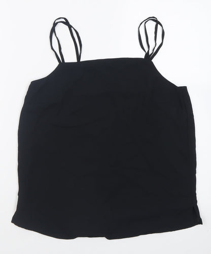 Marks & Spencer Womens Black  Polyester Basic Tank Size 10 Scoop Neck