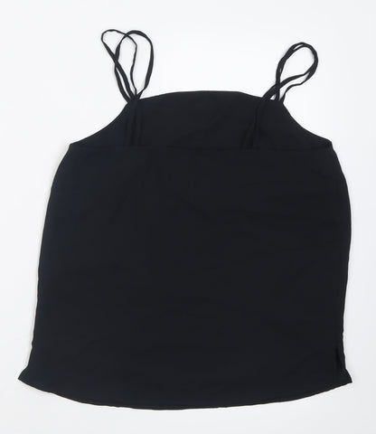Marks & Spencer Womens Black  Polyester Basic Tank Size 10 Scoop Neck