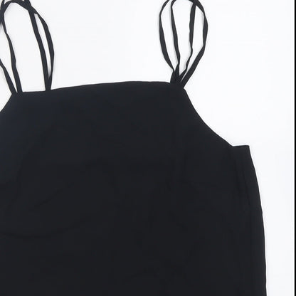 Marks & Spencer Womens Black  Polyester Basic Tank Size 10 Scoop Neck