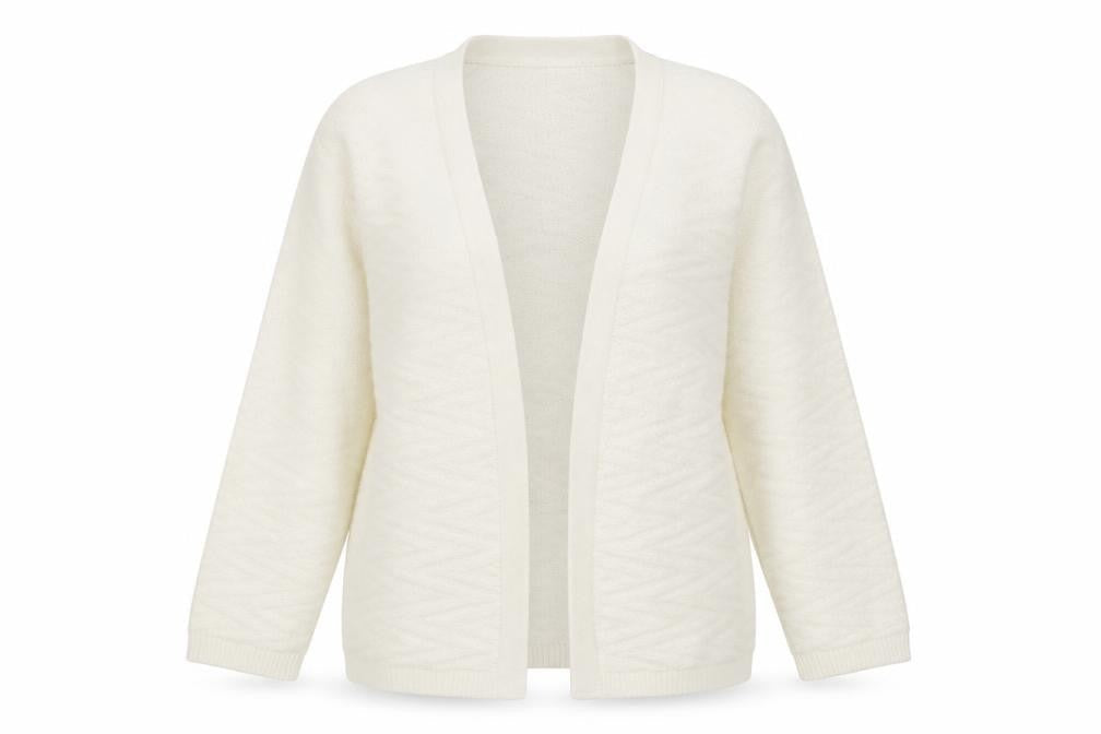 Bassini Womens White V-Neck  Acrylic Cardigan Jumper Size S