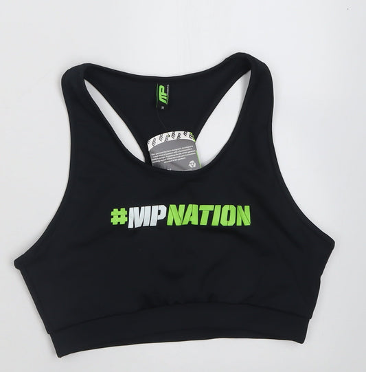 MusclePharm Womens Black  Polyester Cropped Tank Size M Scoop Neck Pullover