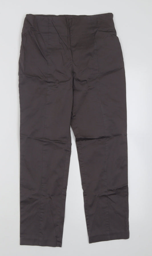 H&M Womens Grey  Cotton Cropped Trousers Size 8 L24 in Regular Zip