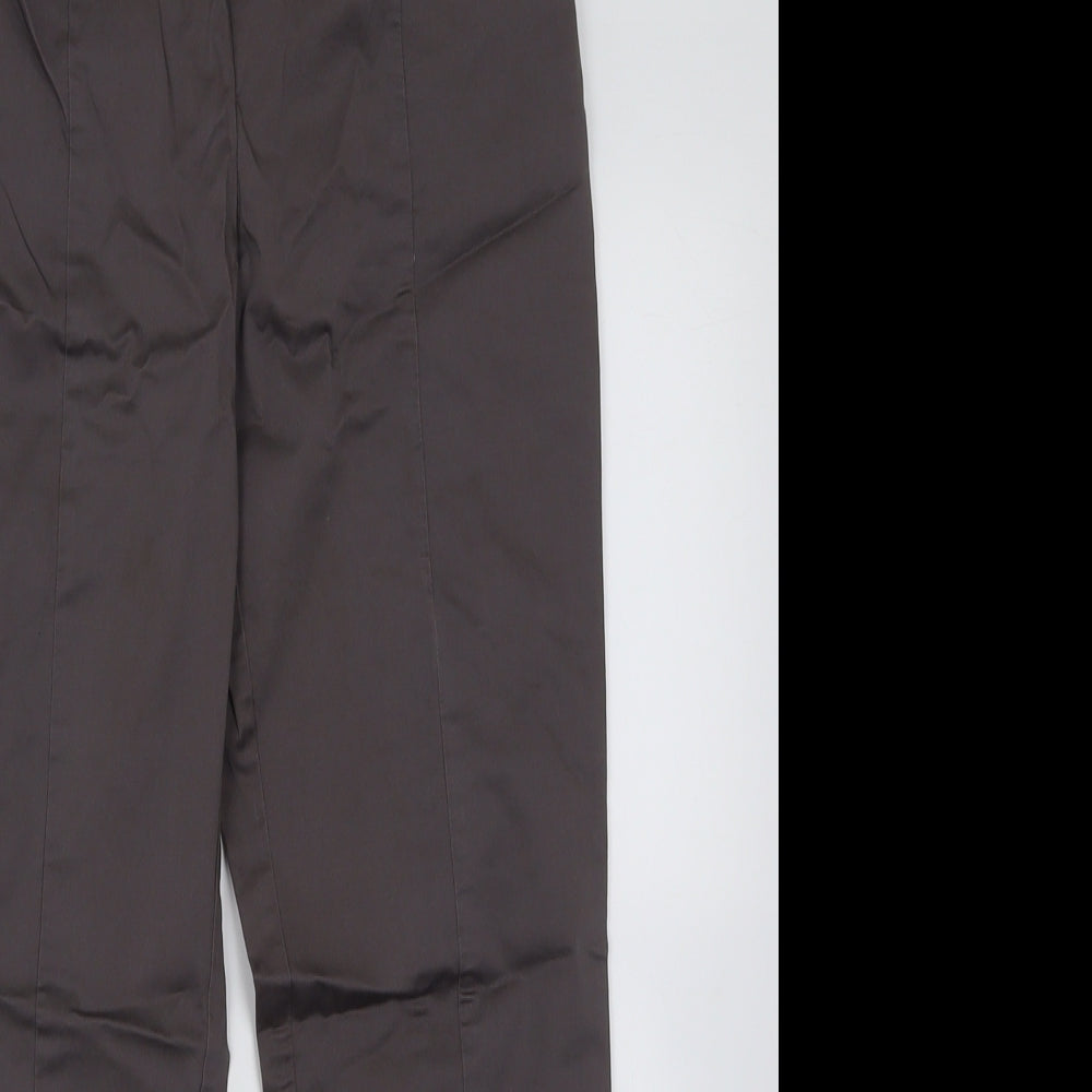 H&M Womens Grey  Cotton Cropped Trousers Size 8 L24 in Regular Zip