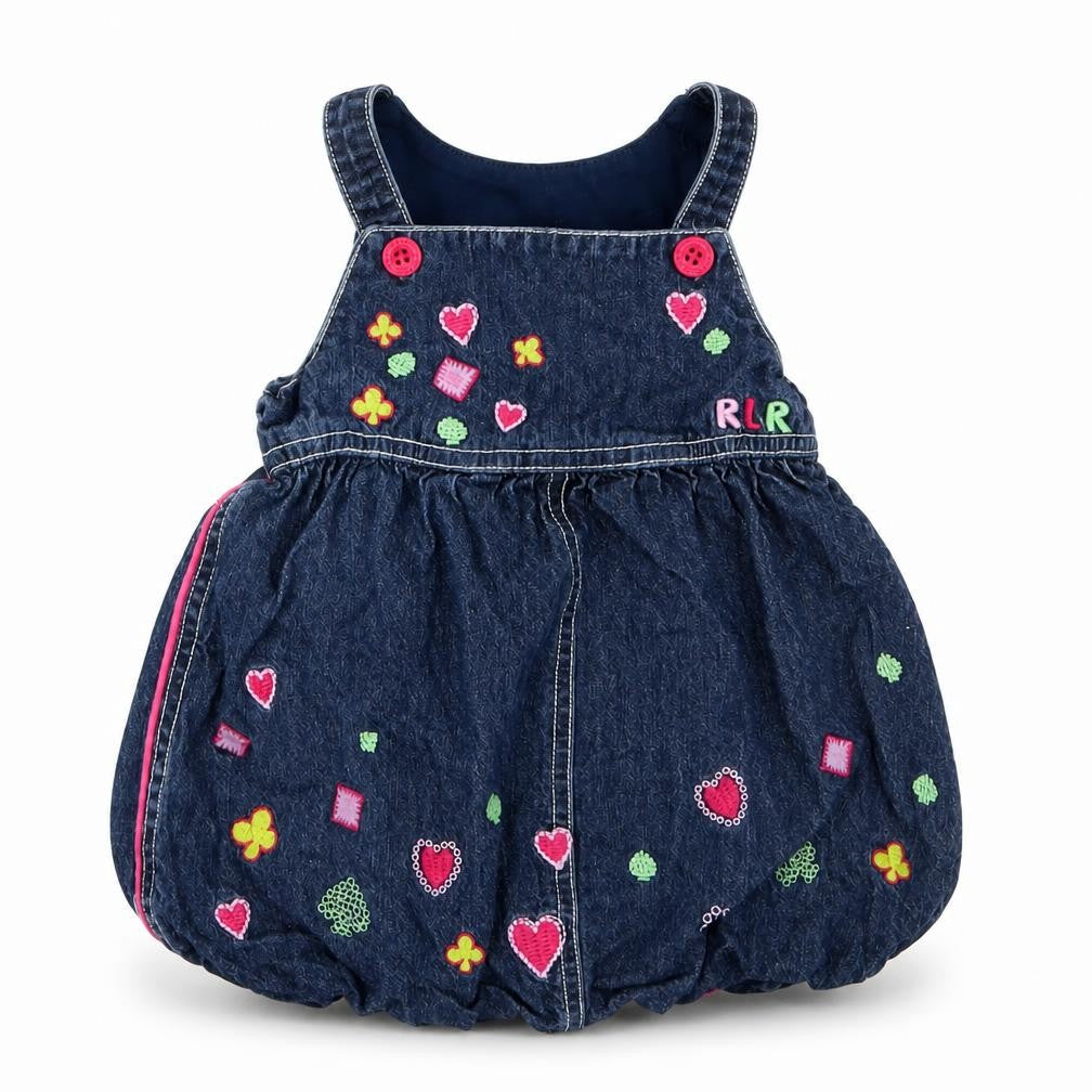 Debenhams Girls Blue Geometric Cotton A-Line  Size 6-9 Months  Square Neck Button