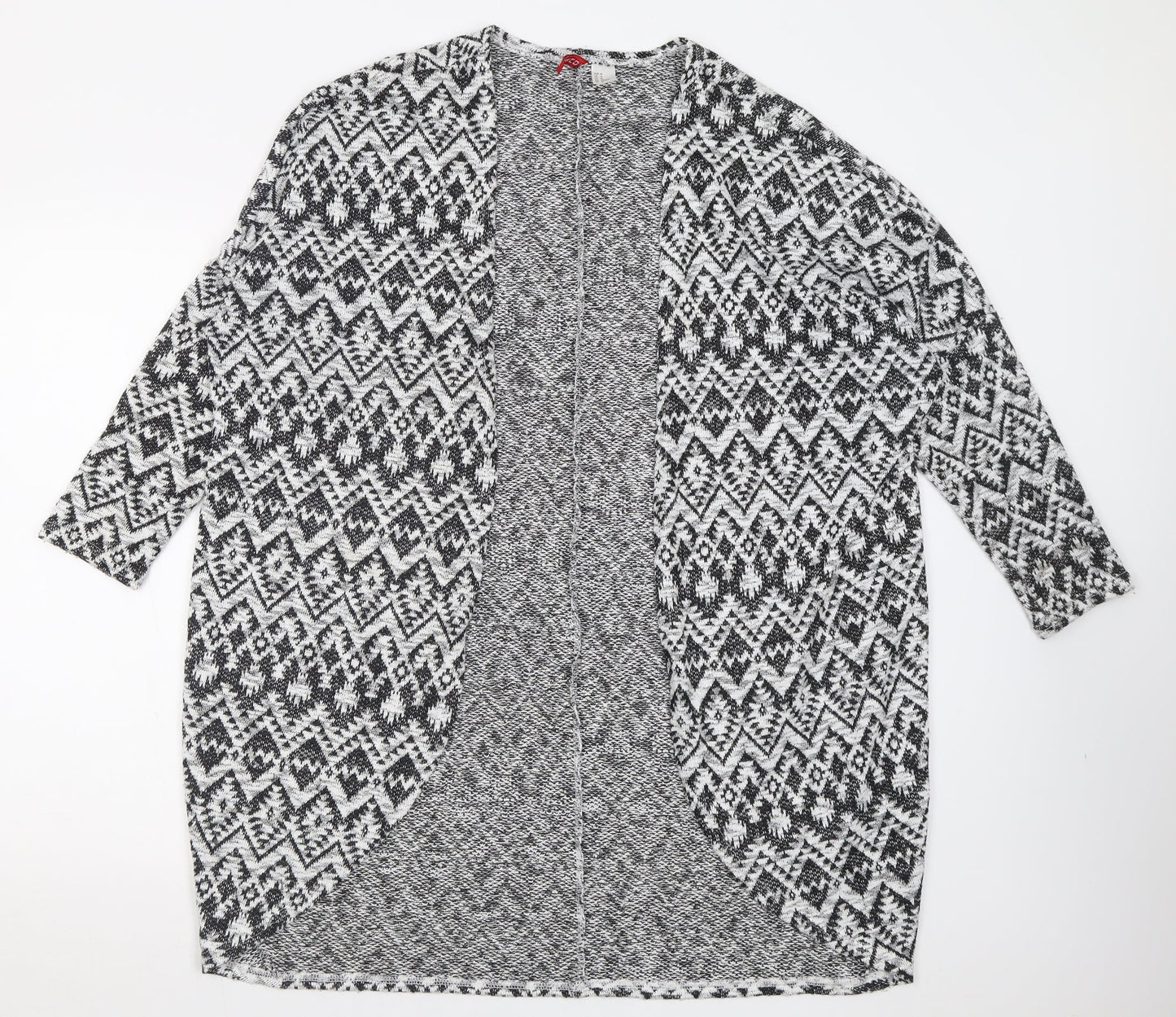 H&M Womens Black V-Neck Geometric Polyester Cardigan Jumper Size M