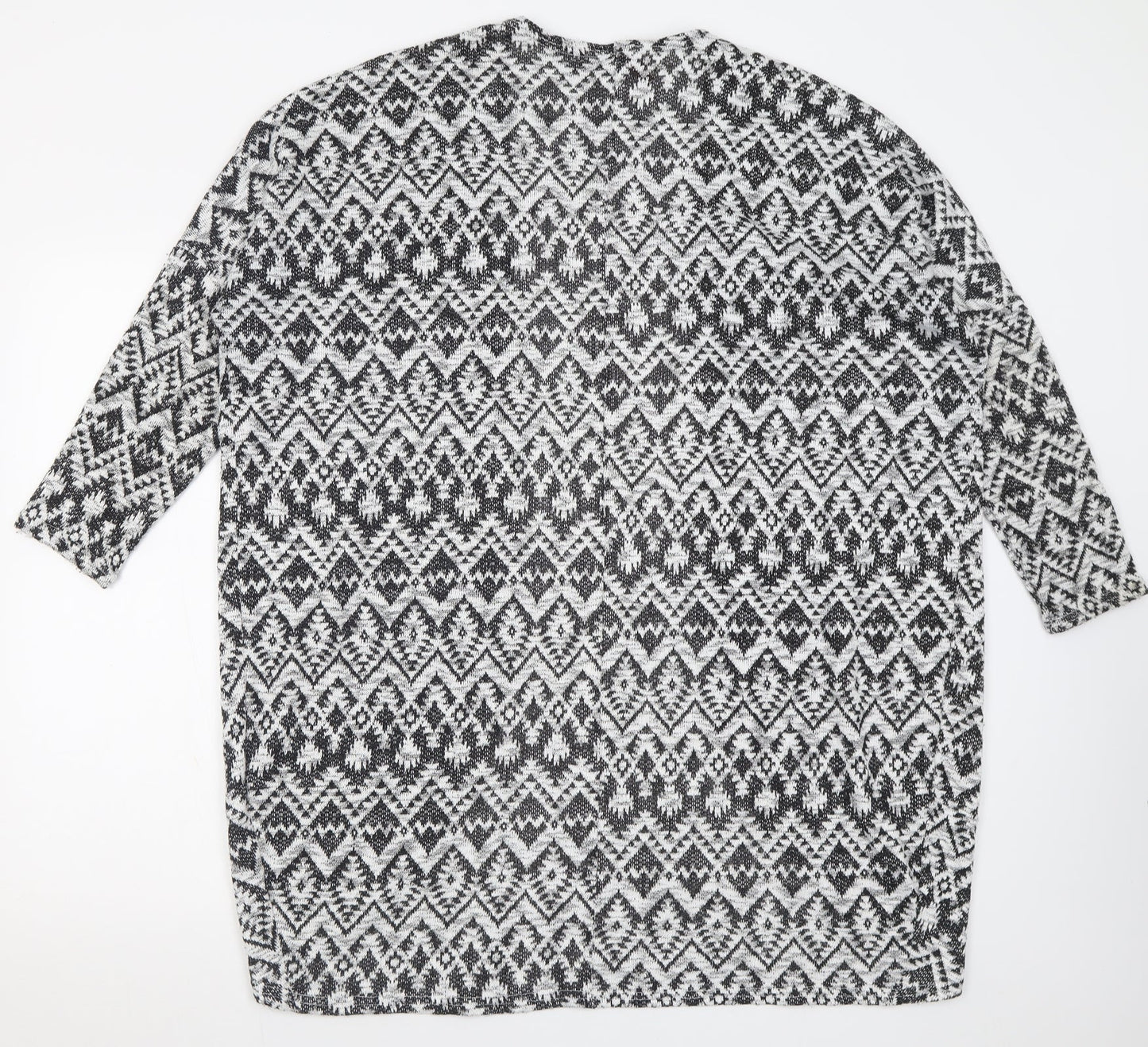 H&M Womens Black V-Neck Geometric Polyester Cardigan Jumper Size M