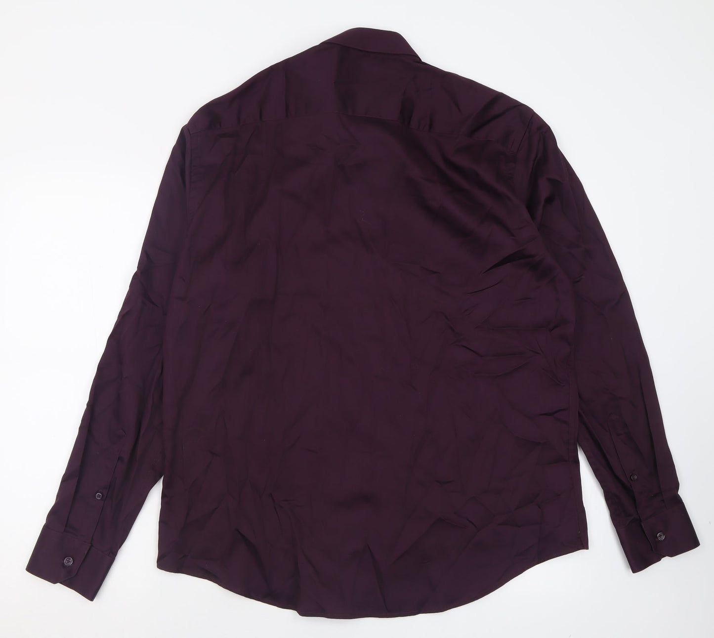 Dunnes Stores Mens Purple  Cotton  Button-Up Size L Collared Button